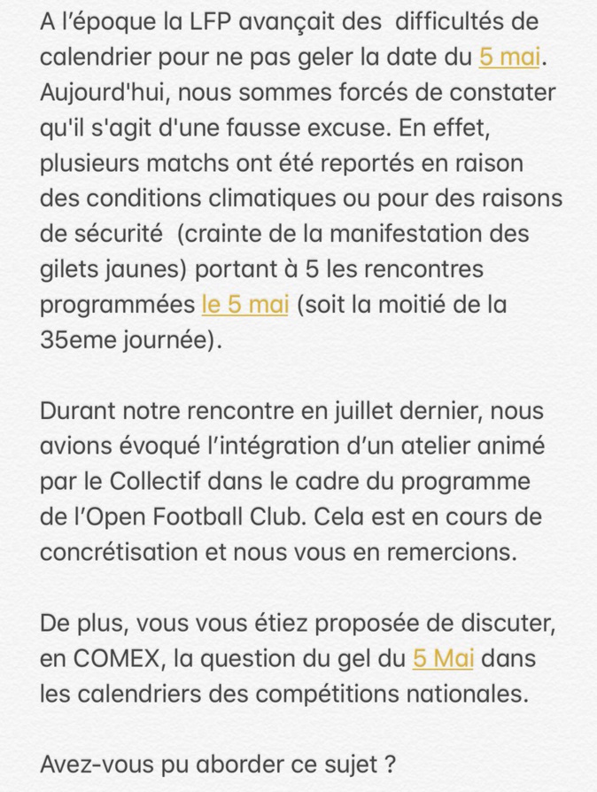 Le Collectif de Furiani demande à la LFP le report des matches du 5 Mai Le Collectif de Furiani demande à la LFP le report des matches du 5 Mai