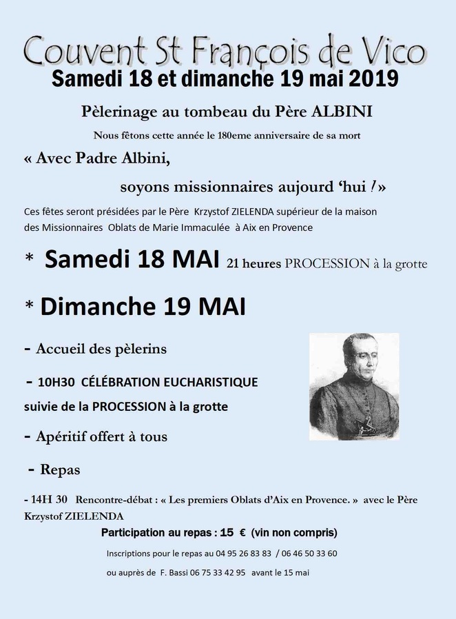 Vico : un pèlerinage au tombeau du père Albini ce 19 mai