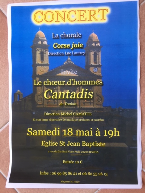  Le chœur d'hommes Cantadis de Toulon et Corse Joie en concert ce samedi à Bastia