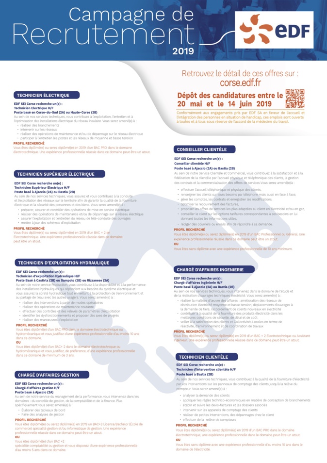 EDF recrute en Corse EDF recrute en Corse