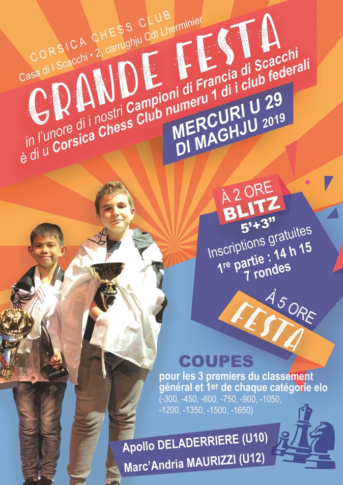 Le Corsica Chess Club fête ses champions le mercredi 29 mai à Bastia