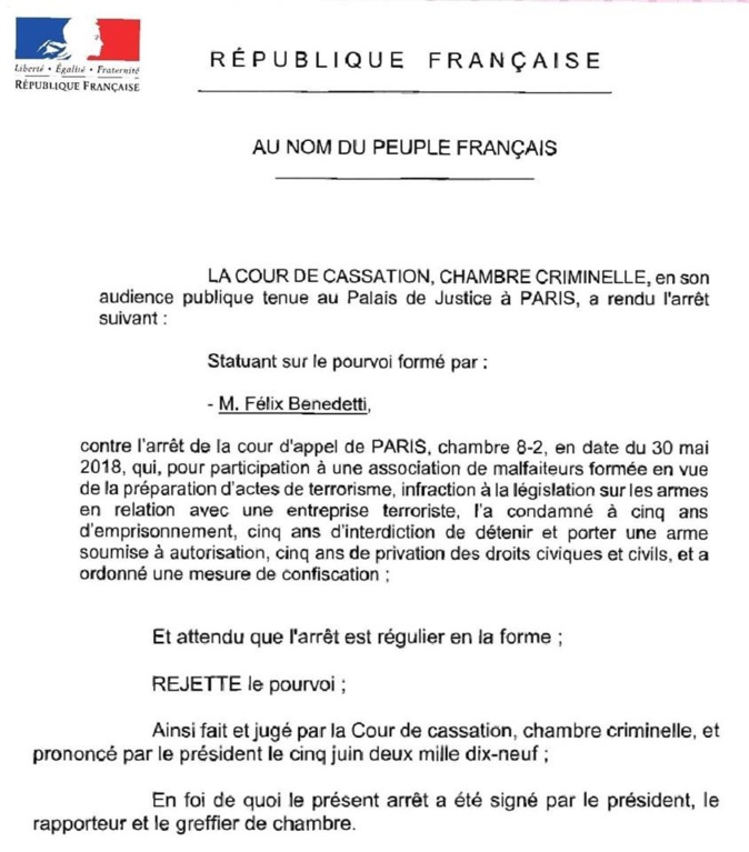 Ricorsu in cassazione ricusatu per Félix Benedetti. Ricorsu in cassazione ricusatu per Félix Benedetti.