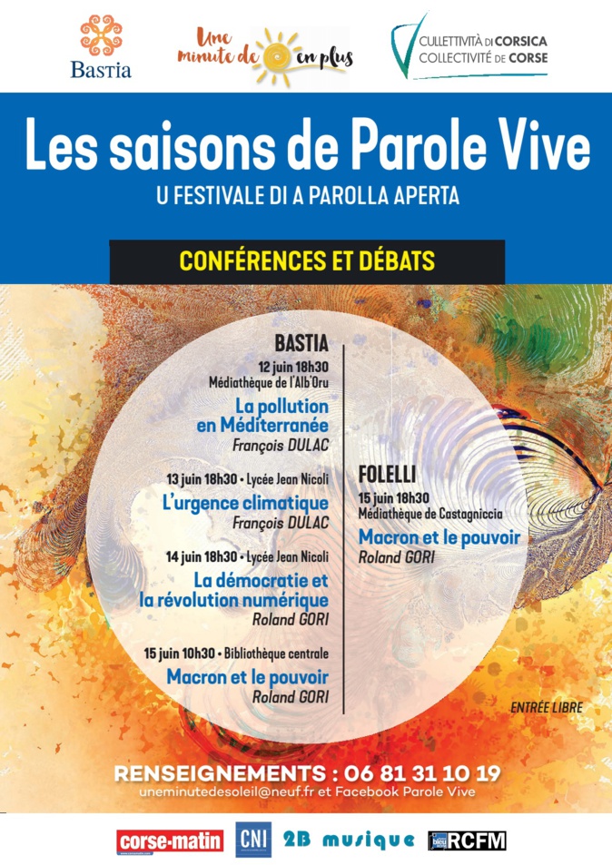 Bastia : Pollution et réchauffement climatique en ouverture de « Parole vive » Bastia : Pollution et réchauffement climatique en ouverture de « Parole vive »