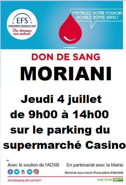 Don de sang : et si vous faisiez une bonne action ce jeudi à Moriani  ?