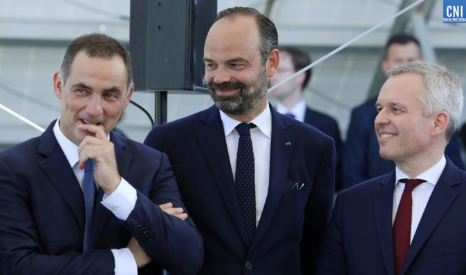 Gilles Simeoni, Edouard Philippe et François De Rugy à Vignola. Photo Michel Luccioni. Gilles Simeoni, Edouard Philippe et François De Rugy à Vignola. Photo Michel Luccioni.
