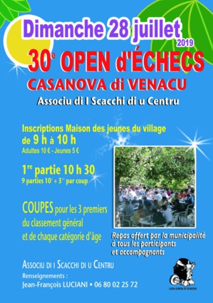 L’Open d’échecs d'a Casanova fête ses 30 ans ce dimanche 28 juillet L’Open d’échecs d'a Casanova fête ses 30 ans ce dimanche 28 juillet