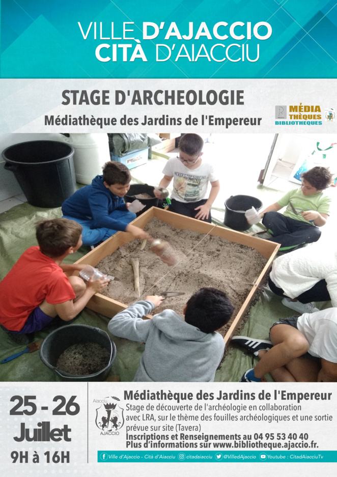 Ajaccio : stage archéologie et Murder Party à la Médiathèque des Jardins de l'Empereur