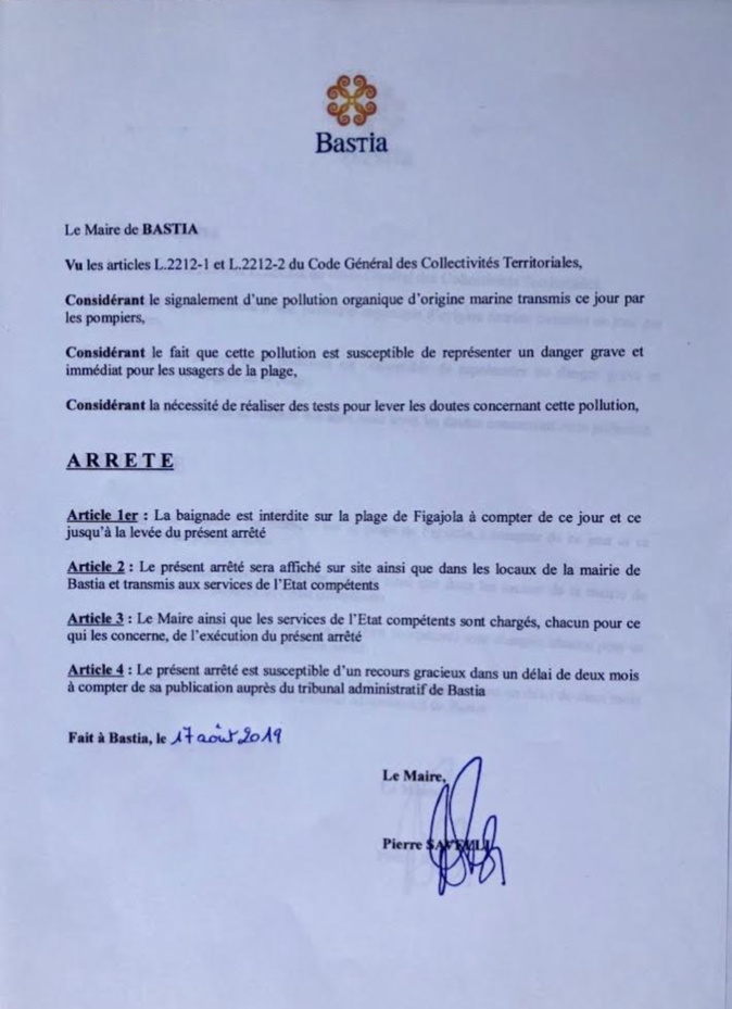 Bastia : Baignade interdite et plage fermée à Ficaghjola Bastia : Baignade interdite et plage fermée à Ficaghjola