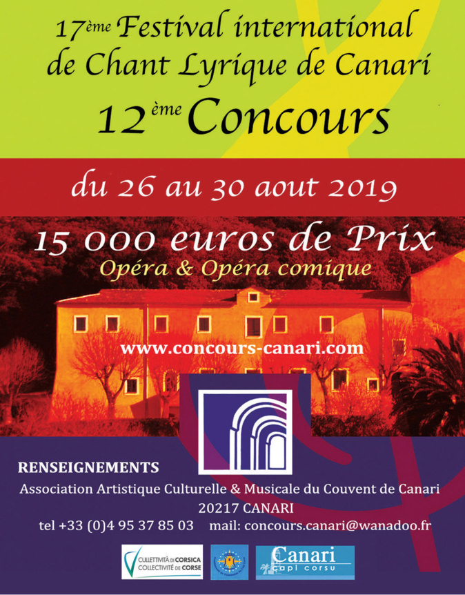 Le 12ème concours international de chant lyrique revient à Canari ce 26 août Le 12ème concours international de chant lyrique revient à Canari ce 26 août