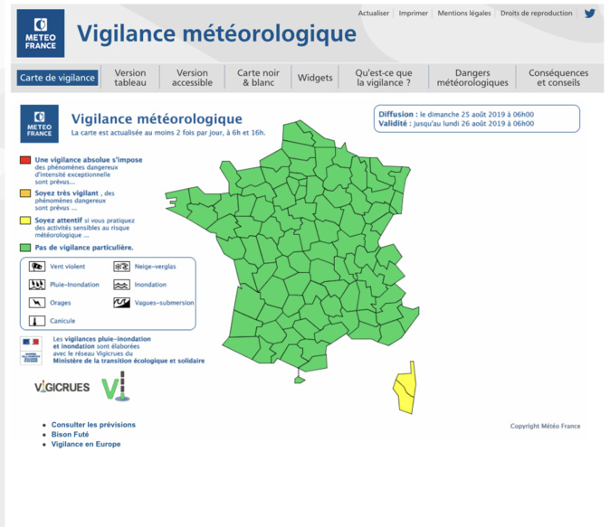 Alerte jaune : Nouvel avis d'orages pour la Corse Alerte jaune : Nouvel avis d'orages pour la Corse