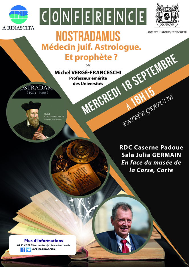 Nostradamus en conférence à Corte ce 18 septembre 
