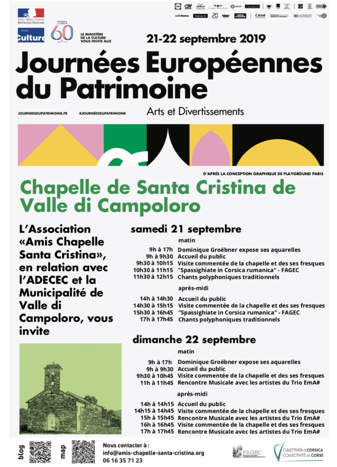 Célébrez les Journées européennes du patrimoine “Arts & divertissements” à la Chapelle Santa Cristina di Campulori 