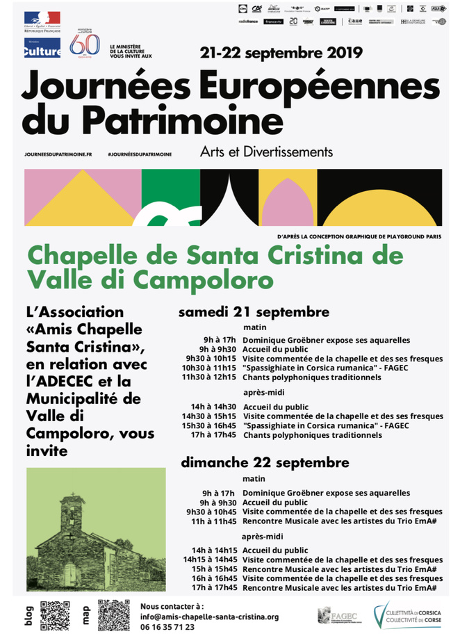 Célébrez les Journées européennes du patrimoine “Arts & divertissements” à la Chapelle Santa Cristina di Campulori Célébrez les Journées européennes du patrimoine “Arts & divertissements” à la Chapelle Santa Cristina di Campulori
