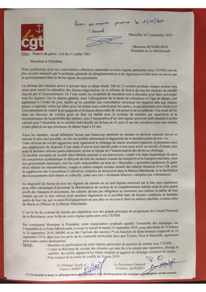 Réforme des retraites : perturbations attendues dans les transports maritimes Réforme des retraites : perturbations attendues dans les transports maritimes