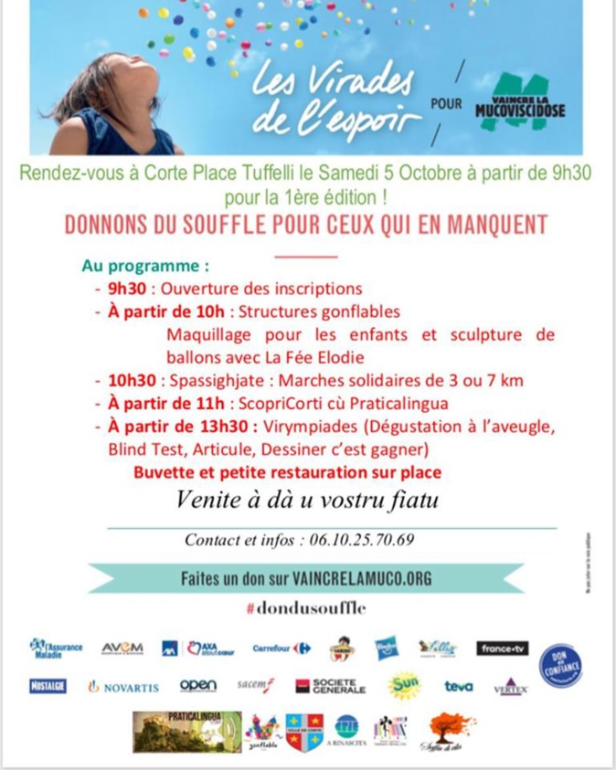 Virade de l’espoir à Corte : Soffiu di vita se mobilise pour vaincre la mucoviscidose