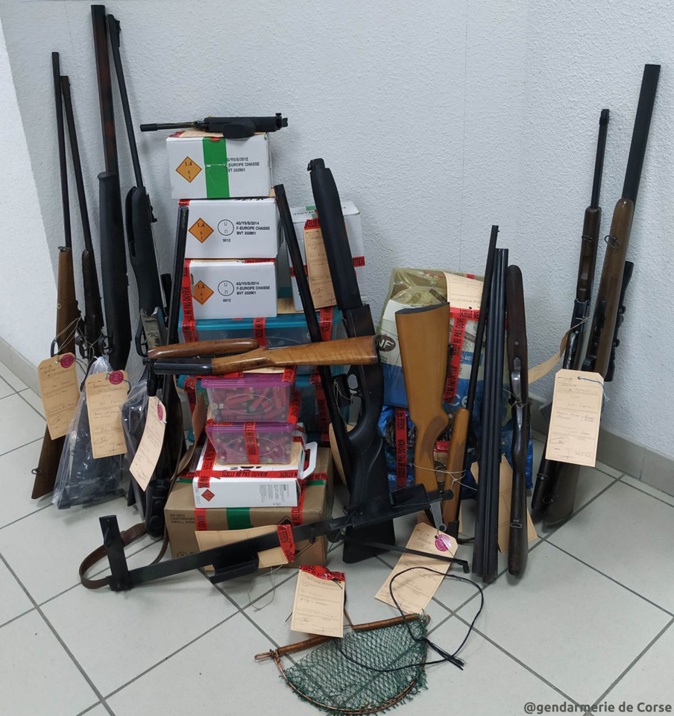 Albitreccia : 12 fusils de chasse et 1 000 cartouches au domicile du braconnier