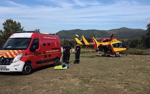 Ambulance et hélicoptère sur place Ambulance et hélicoptère sur place