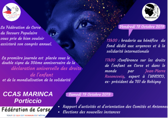 Les congrès annuel du Secours Populaire de Corse se tient  les 17 et 18 octobre à Porticcio