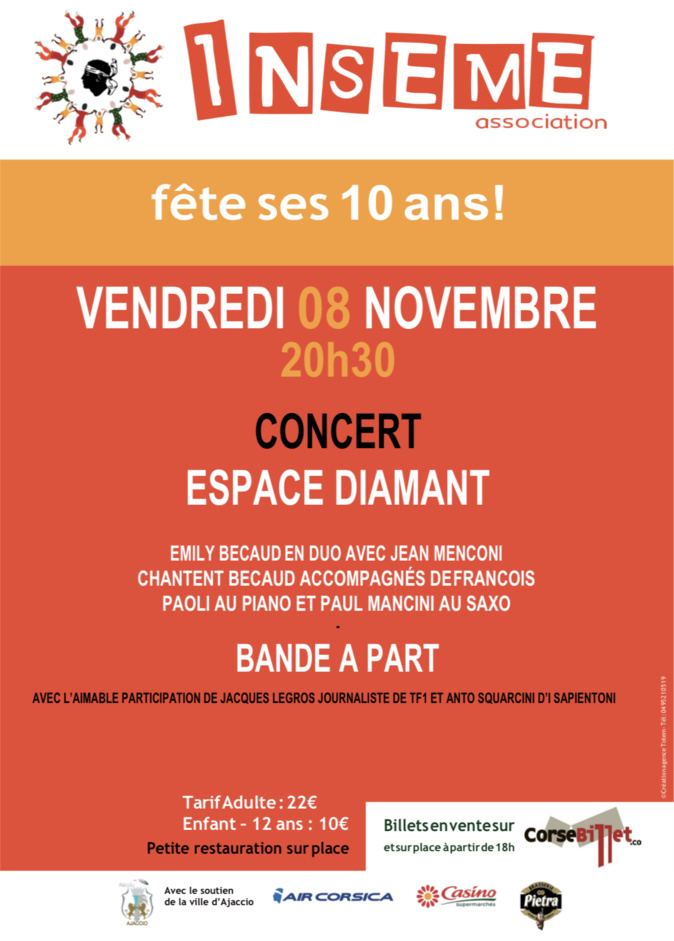 Un concert exceptionnel pour les 10 ans de l’association Inseme Un concert exceptionnel pour les 10 ans de l’association Inseme