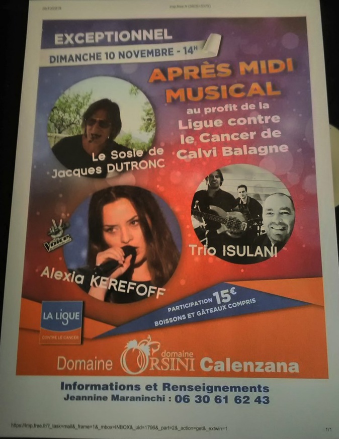 Calvi : après-midi musical au profit de la ligue contre le Cancer Calvi : après-midi musical au profit de la ligue contre le Cancer
