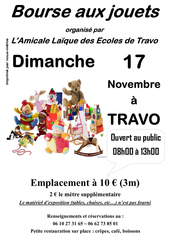 Travo : Une bourse aux jouets dimanche 17 novembre