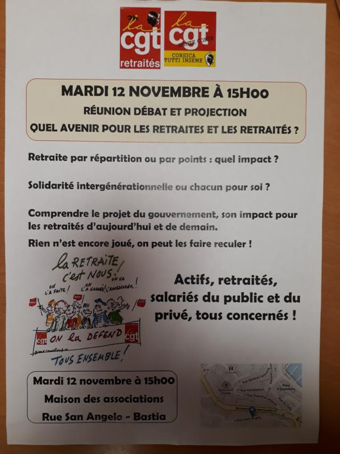 Une réunion sur l’avenir des retraités ce 12 novembre à Bastia