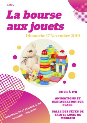 Moriani : l'acte 2 de la "Bourse aux jouets" c'est dimanche 17 novembre Moriani : l'acte 2 de la "Bourse aux jouets" c'est dimanche 17 novembre