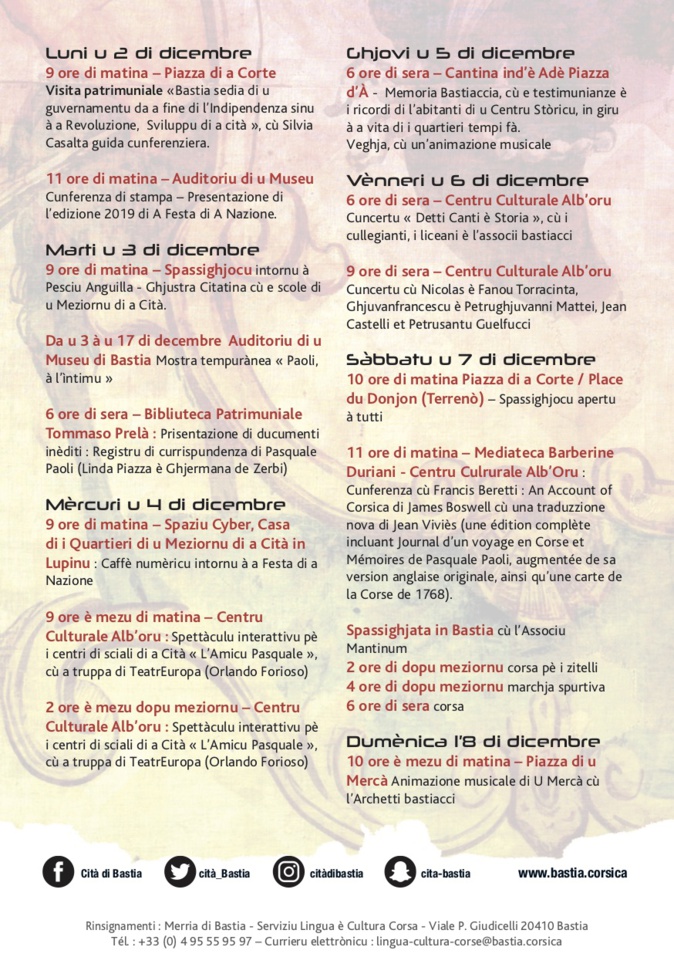 Bastia : "Paoli à l'intimu" per A Festa di a Nazione Bastia : "Paoli à l'intimu" per A Festa di a Nazione