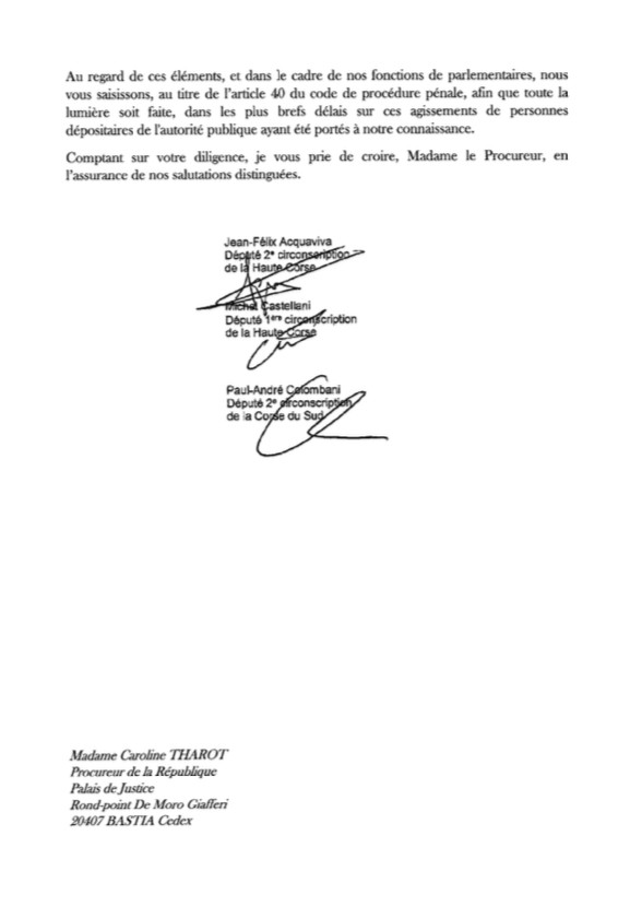 Vidéo du transfert des 10 interpellés à Paris : les trois députés nationalistes saisissent la Procureure de Bastia 