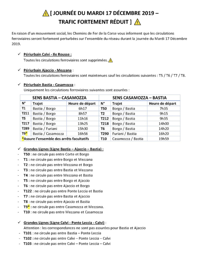 Grève du 17 décembre : à quoi faut-il s'attendre en Corse Grève du 17 décembre : à quoi faut-il s'attendre en Corse