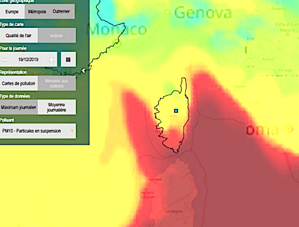 Particules en suspension provenant du Sahara : qualité de l'air dégradée en Corse
