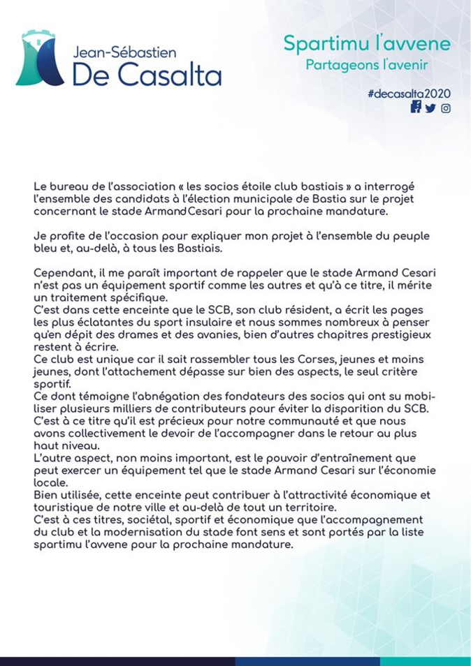 À Bastia, les municipales se jouent aussi sur la pelouse du Armand-Cesari À Bastia, les municipales se jouent aussi sur la pelouse du Armand-Cesari