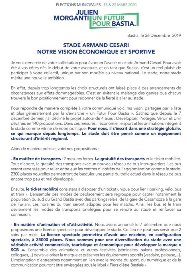 À Bastia, les municipales se jouent aussi sur la pelouse du Armand-Cesari À Bastia, les municipales se jouent aussi sur la pelouse du Armand-Cesari