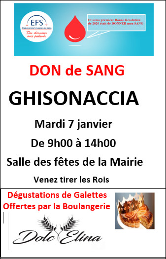 Don du sang : une collecte ce mardi à Ghisonaccia