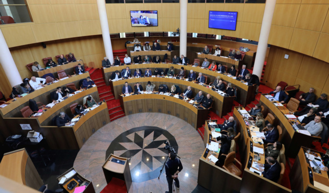 L'hémicycle de l'Assemblée de Corse à Aiacciu. Photo Michel Luccioni. L'hémicycle de l'Assemblée de Corse à Aiacciu. Photo Michel Luccioni.