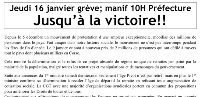 Réforme des retraites : l’intersyndicale appelle à une nouvelle journée d’action le 16 janvier Réforme des retraites : l’intersyndicale appelle à une nouvelle journée d’action le 16 janvier