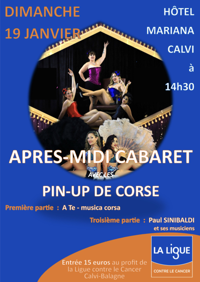 « Après-midi Cabaret », dimanche 19 janvier à Calvi avec la Ligue contre le cancer
