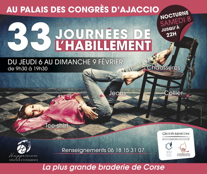 Journées de l'habillement : la grande braderie d'Ajaccio revient du 6 au 9 février Journées de l'habillement : la grande braderie d'Ajaccio revient du 6 au 9 février