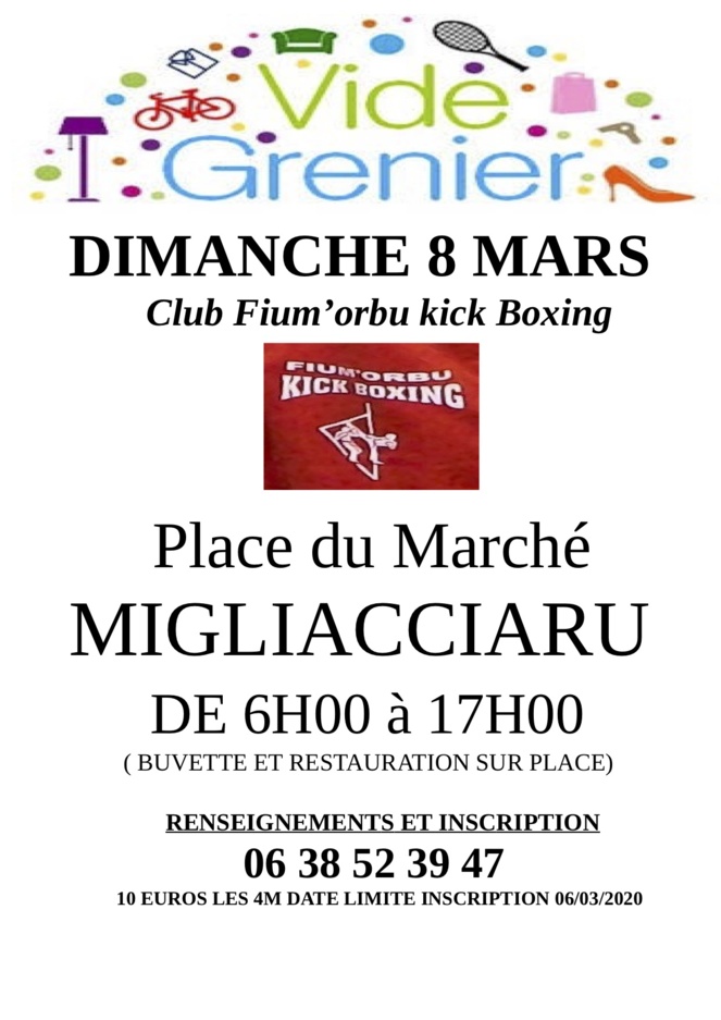  Migliacciaru  : Un vide grenier le 8 Mars