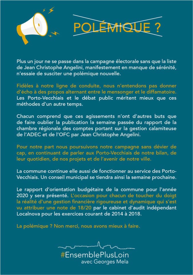 Porto-Vecchio : un conseil municipal le 11 Mars. Santini et Angelini demandent le report Porto-Vecchio : un conseil municipal le 11 Mars. Santini et Angelini demandent le report