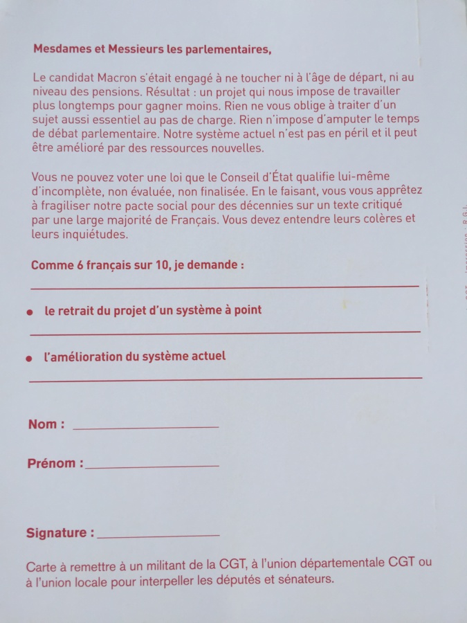 La pétition de la CGT La pétition de la CGT