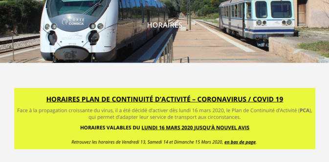 Les trains corses s’organisent pour poursuivre leur activité malgré le coronavirus Les trains corses s’organisent pour poursuivre leur activité malgré le coronavirus