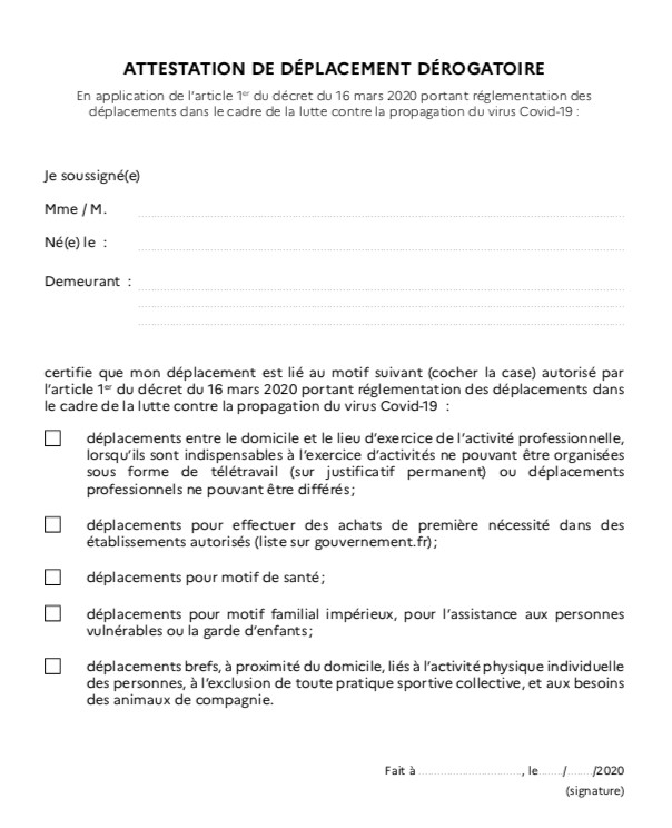 Coronavirus Telechargez Ici L Attestation De Sortie