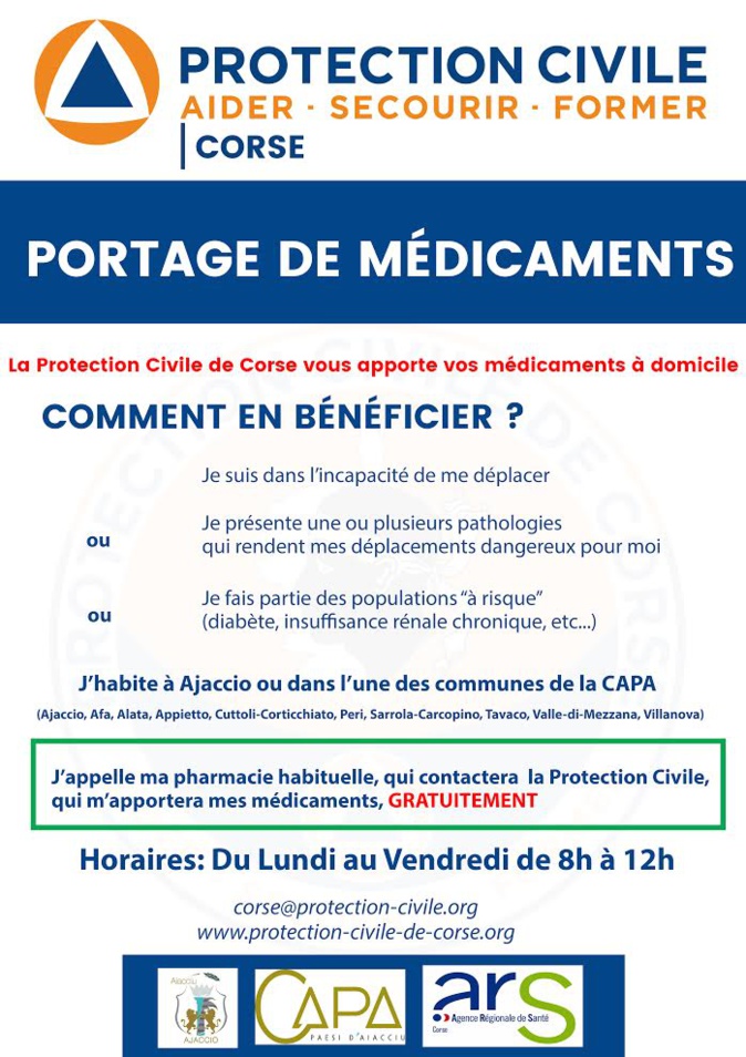 Covid- 19 - Corse-du-Sud : un service de portage de médicaments à domicile