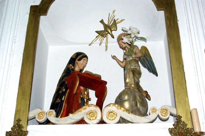 La statue de l’annonciation qui se trouve au dessus du maître autel de la chapelle A Nunziata de Palmentu