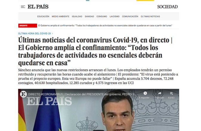 Covid-19. Après l'Italie, l'Espagne durcit le confinement Covid-19. Après l'Italie, l'Espagne durcit le confinement