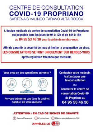 Coronavirus : un centre de consultations regroupées à Propriano Coronavirus : un centre de consultations regroupées à Propriano