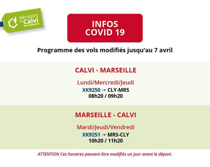 Plus qu'un seul vol trois fois par semaine de et vers Marseille à l'aéroport de Calvi Plus qu'un seul vol trois fois par semaine de et vers Marseille à l'aéroport de Calvi