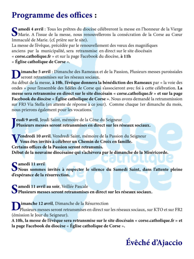 Semaine Sainte 2020 : en Corse les offices s'adaptent au confinement Semaine Sainte 2020 : en Corse les offices s'adaptent au confinement