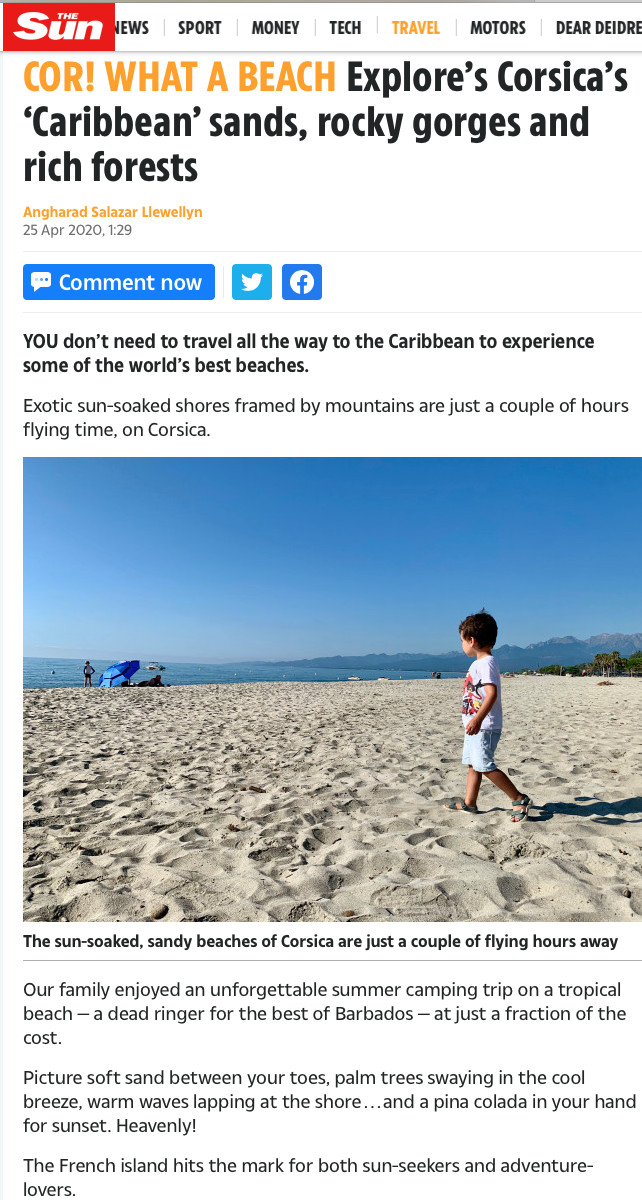 Tourisme : Quand le " The Sun" vante les charmes de la Corse en pleine pandémie